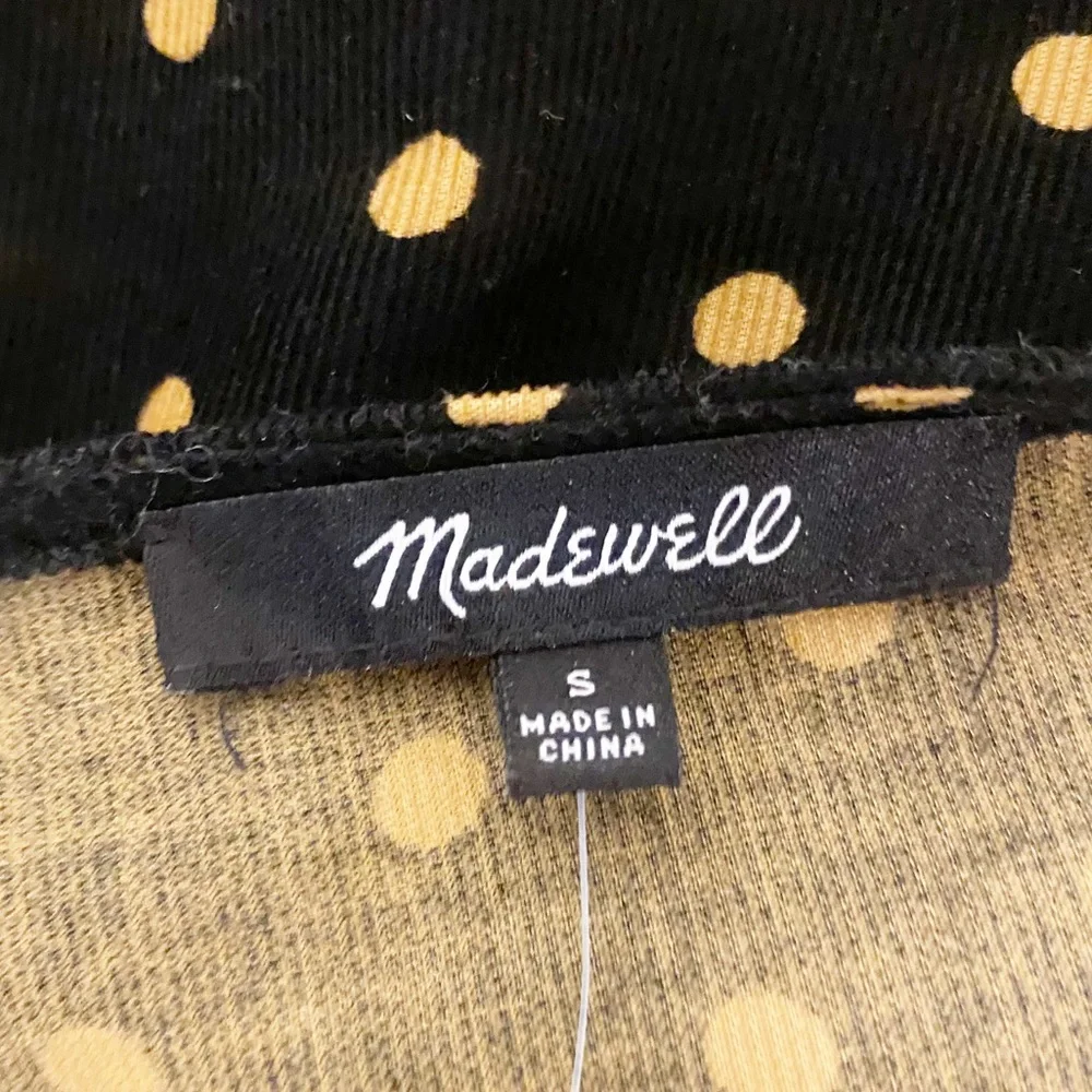 Madewell | NWT Corduroy Puff-Sleeve‎ Wrap Top in Oval Dot NC814 Sz. S